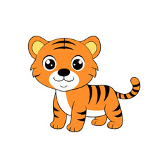 cute tiger cub vector on white background