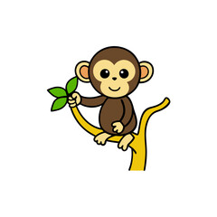 cute monkey sitting on tree