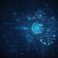 Fototapeta premium Abstract blue digital technology background
