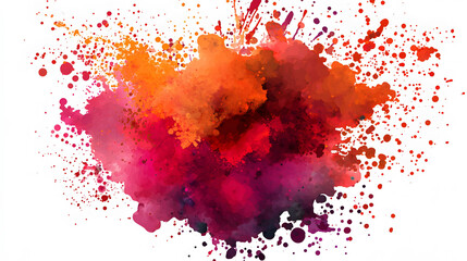 Vibrant Color Splash Abstract Art, Bright pink orange red isolated vector splash on white, Hand-drawn watercolor texture for creative designs