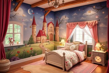 Create a magical fairy tale land with storybook murals enchanted