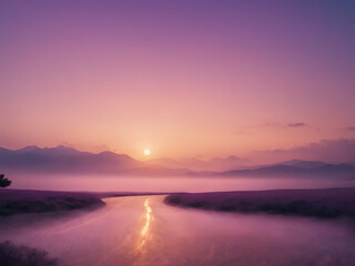 Obraz premium A smooth gradient transitioning from sky blue to soft lavender, creating a dreamy, peaceful atmosphere 