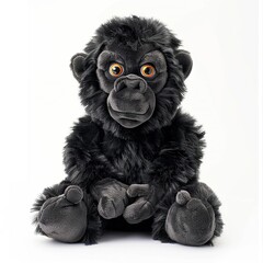 A single cute gorilla toy, soft toy front view isolated on white background