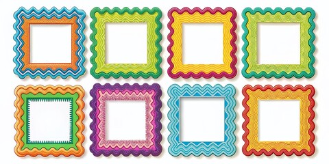 Vibrant Wavy Rectangle Frames and Scalloped Borders for Creative Design Projects