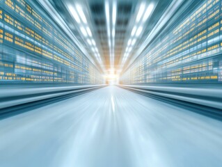 A bustling stock exchange floor, where traders rush in a blur, capturing the frenetic energy of the market.