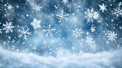 Snow. Realistic snow overlay background. Snowfall, snowflakes in different shapes and forms