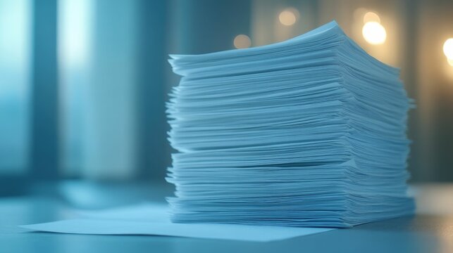 Stacks of legal documents fill a shadowy office, representing the burdensome nature of ongoing legal battles.