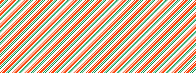 Christmas seamless pattern. Red green diagonal dotted stripe background. Candy cane repeating decoration wallpaper. Winter holiday gift backdrop. Christmas peppermint present wrapping paper. Vector