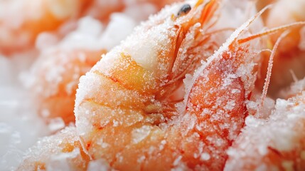 Frozen shrimp isolated on a white background. 
