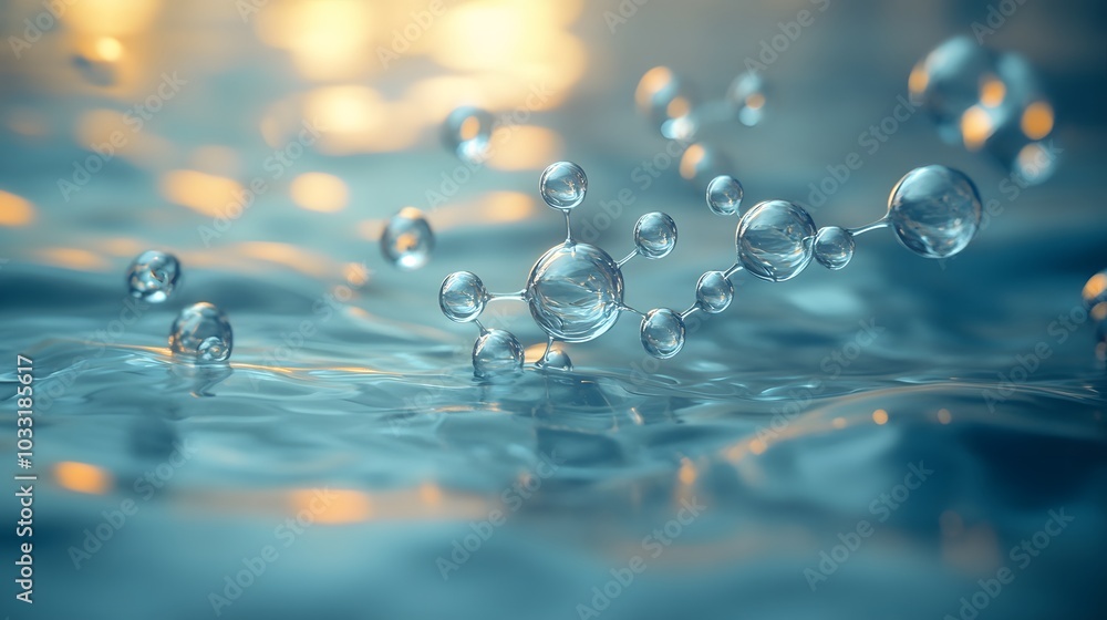 Poster abstract molecular structure in a watery setting