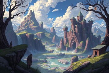 Mythical Landscapes Illustrations featuring fantastical landscap