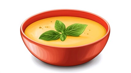 Delicious pumpkin cream soup in bowl on white background. 