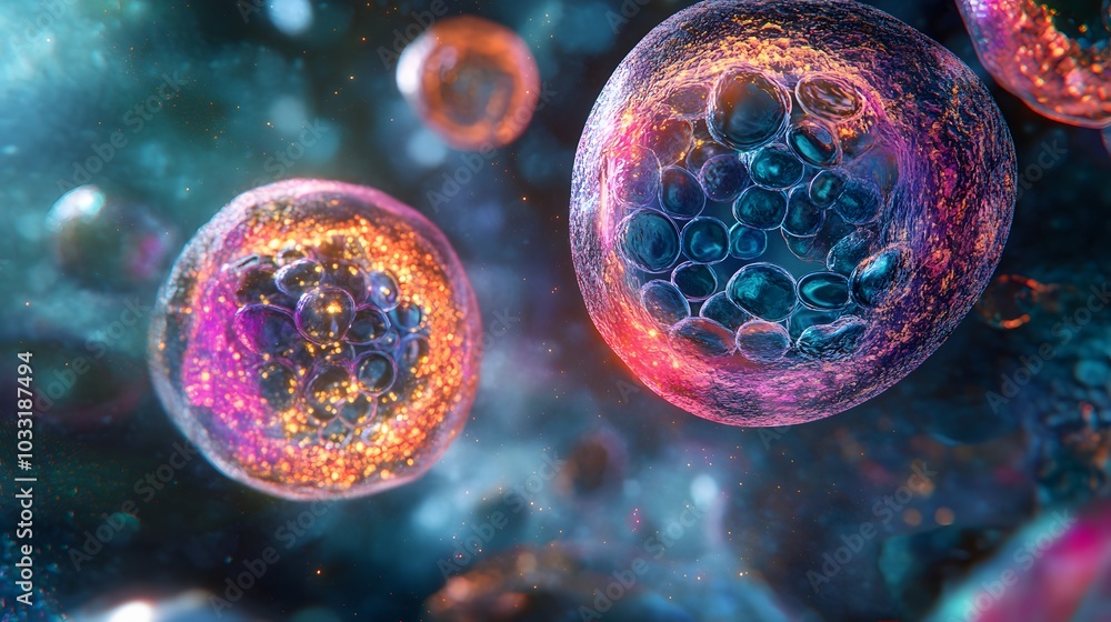 Poster microscopic view of a cell with internal structures