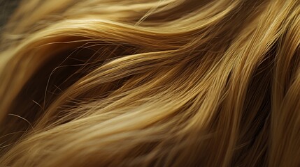 Naklejka premium A detailed close-up of silky blonde hair, with flowing strands and natural golden tones, filling the frame