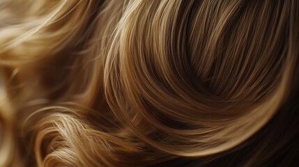 Naklejka premium A detailed close-up of silky blonde hair, with flowing strands and natural golden tones, filling the frame
