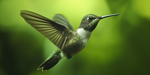 Fototapeta premium Beautiful Hummingbird Feeding on Vibrant Red and Yellow Feeder