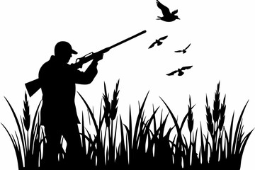 Duck Hunting silhouette vector illustration