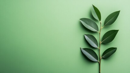 Fototapeta premium Vibrant green leaf in nature's spotlight, a study in natural beauty and simplicity