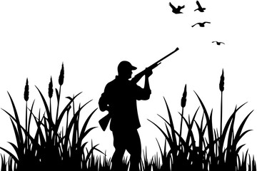 Duck Hunting silhouette vector illustration