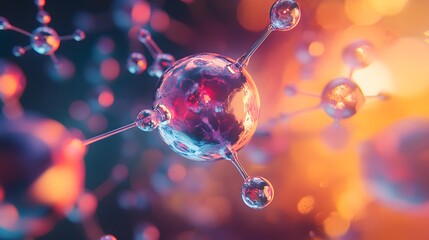 Close-up of a Glass Molecular Model with a Bokeh Background