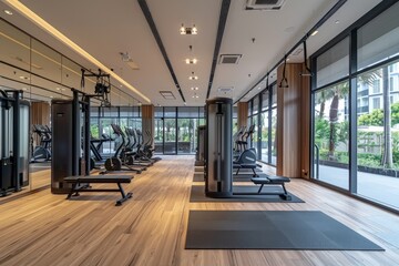 Modern Fitness Center with Panoramic Windows