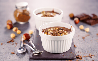 delicious homemade chocolate mousse with hazelnut