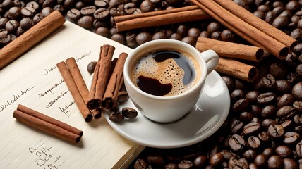 coffee beans and cinnamon