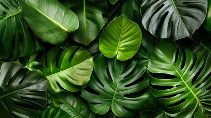 Lush green leaves,  vibrant display of nature's beauty