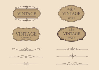 Vintage ornament frame. Set of Vintage decorative golden lines. text dividers. Gold line border. Lines separators. Vector illustration