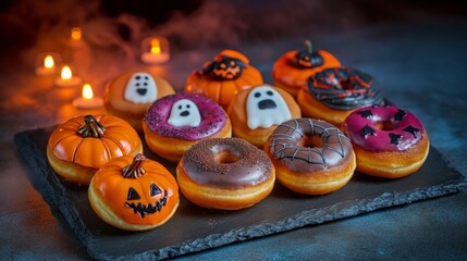 Festive Halloween Doughnuts with Creative Designs