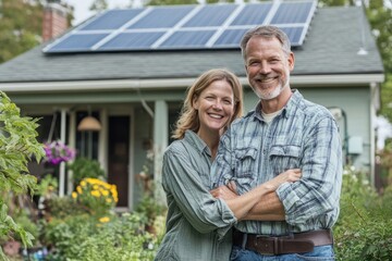 Fototapeta premium Happy couple sustainable home