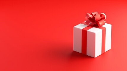 Obraz premium 3D Rendering of a Christmas Gift Box on Red Background