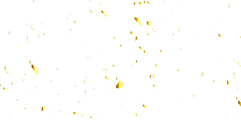 Abstract doted and confetti golden glitter and zigzag ribbon particles splatter on transparent background. Luxury golden glitter confetti that floats down falling bokeh celebration background.