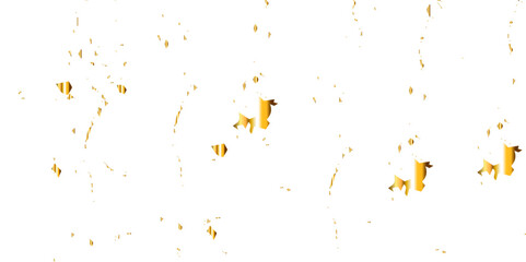 Abstract golden confetti falling down bokeh glitter and zigzag ribbon on transparent background. Design for holyday and celebration background. Vector illustration.