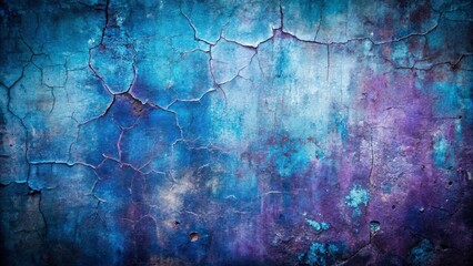 Obraz premium A Crackled Canvas of Time, Hues of Blue and Purple Blend in a Dance of Decay