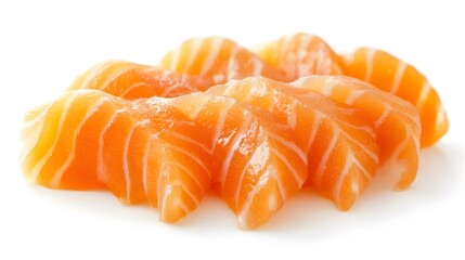 Salmon raw sashimi isolated on white background. 
