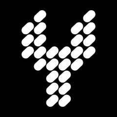 Obraz premium The uppercase Y alphabet design is made of dots (like stones). This letter design also looks minimalist, aesthetic, professional, sporty, unique, and of course very cool.