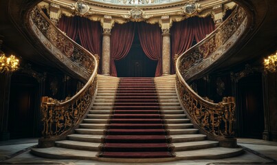 Obraz premium Ornate staircase in a grand hall.