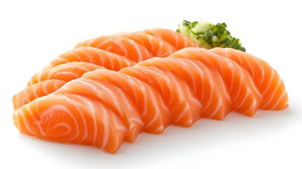 Salmon raw sashimi isolated on white background. 