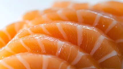 Salmon raw sashimi isolated on white background. 