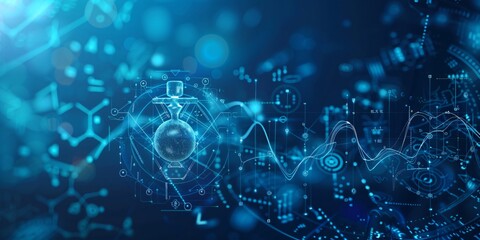Fototapeta premium Stethoscope and Medical Equipment on a Minimal Background with DNA, Virus, and Cell Imagery Representing Healthcare and Pharmaceutical Research.