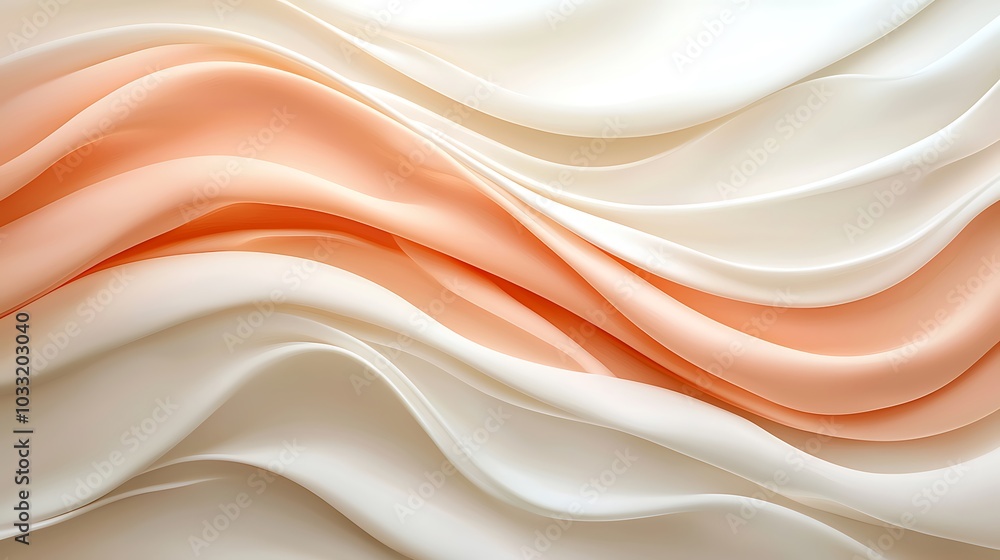 Poster elegant waves of silk a serene blend of white and peach textiles creating a harmonious and calming v