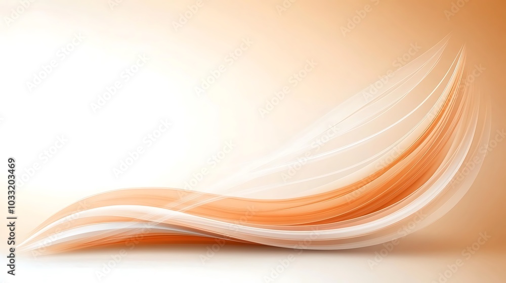 Poster elegant flowing abstract waves in soft orange tones creating a serene and calming atmosphere for mod