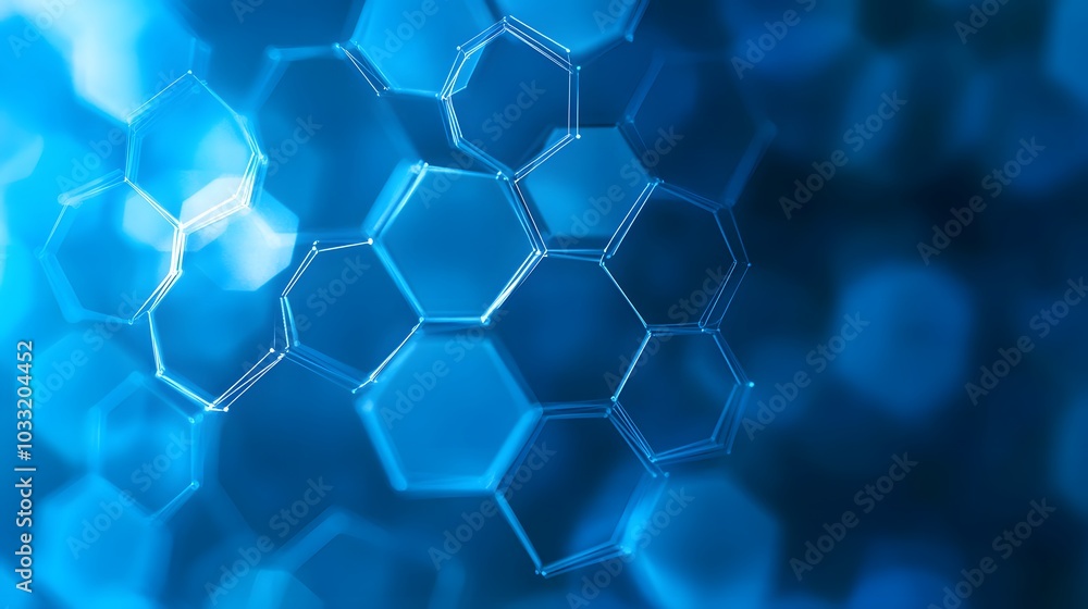 Poster abstract blue hexagonal geometric pattern