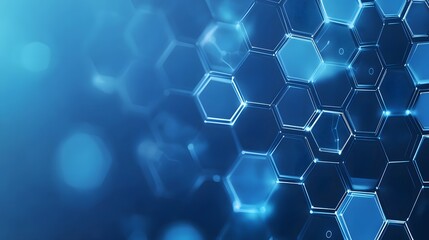 Abstract Blue Hexagon Pattern with Glowing Edges
