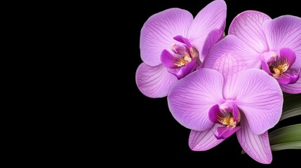 A close-up of vibrant pink orchids against a dark background, showcasing their delicate petals and striking beauty.
