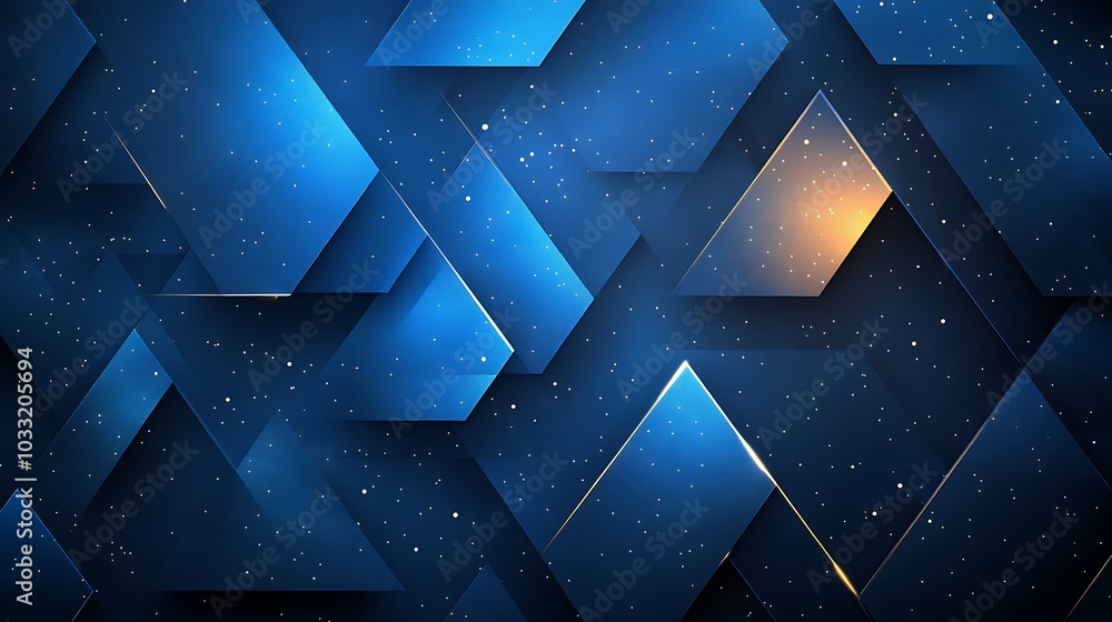 Poster abstract geometric background with blue and gold tones perfect for digital design projects and creat