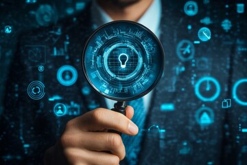 Search and discovery career opportunity, search for new job, find resource or job vacancy, support or career development advice, finding solution, businessman with magnifying glass help search, Genera