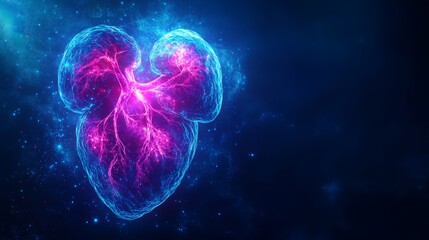 Abstract Glowing Organ in Space   Blue and Pink Medical Concept