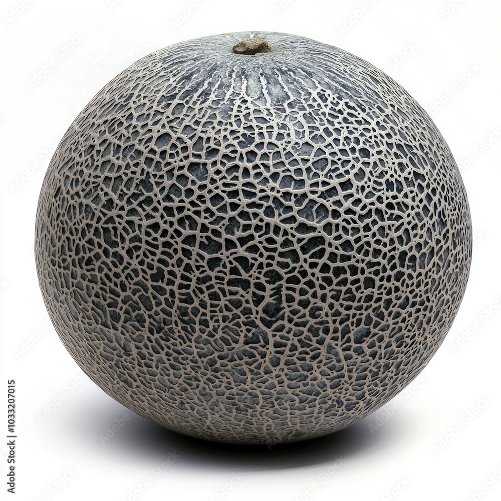 Poster a spherical object resembling a textured cantaloupe.